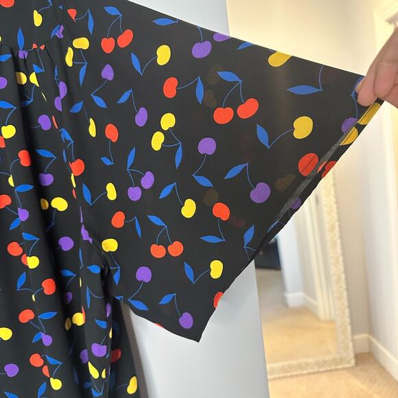 Modcloth Cheers for Cherries Tie Neck Blouse 3X Art Inspired Artsy Multicolor - Picture 4 of 10